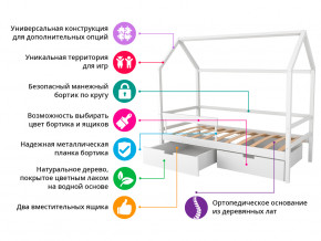 Кровать-домик Svogen с ящиками и бортиком бежевый в Юрюзани - yuryuzan.magazinmebel.ru | фото - изображение 2