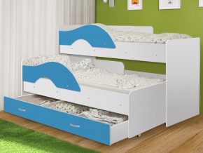 Кровать выкатная Радуга с ящиком 80х160 белая-голубой в Юрюзани - yuryuzan.magazinmebel.ru | фото